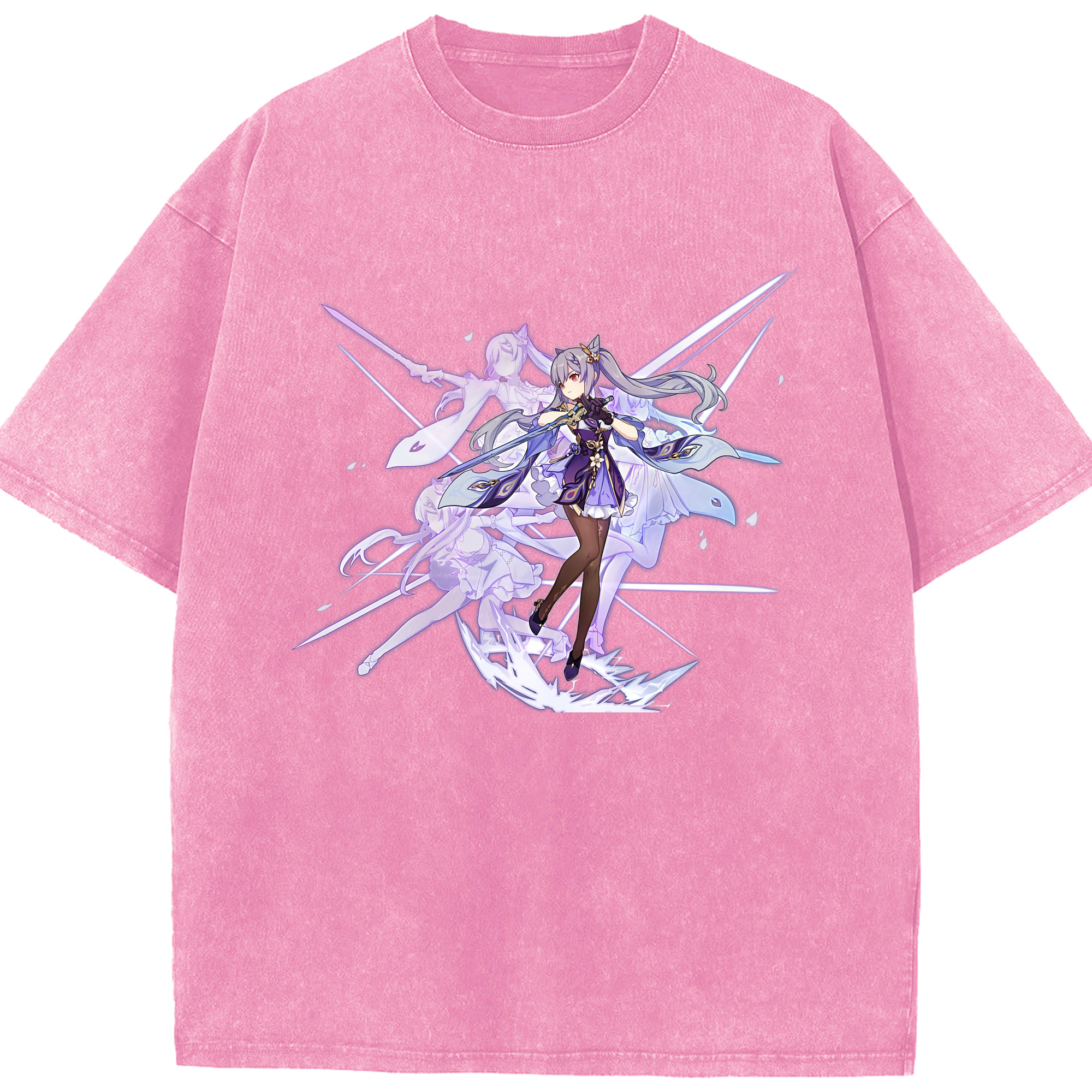 げんし神 刻晴 こくせい genshin Kokusei 綿100% ヴィンテージ風 半袖Tシャツ（フロントプリント）